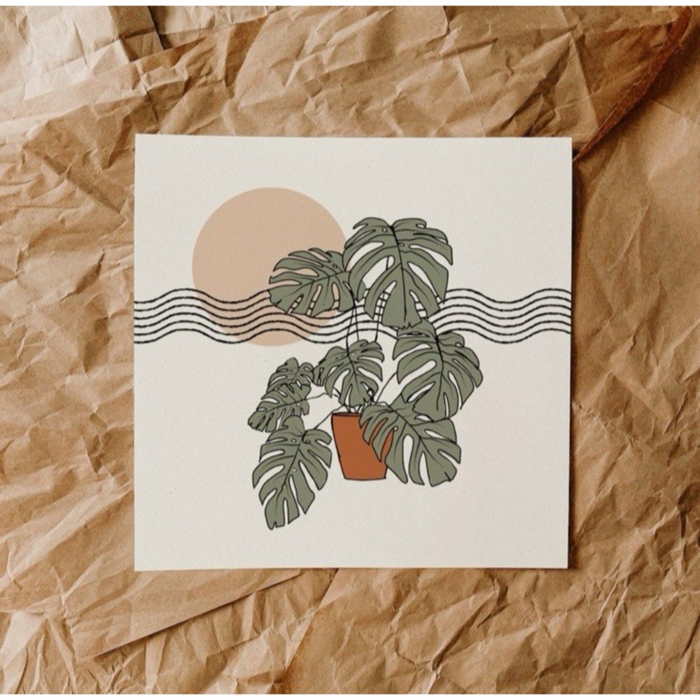 Monstera Deliciosa Plant Poster Boho Botanical Leaf Wall Art Print Room Decor
